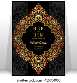 Wedding invitation or card with abstract background. Islam, Arabic, Indian, Dubai.