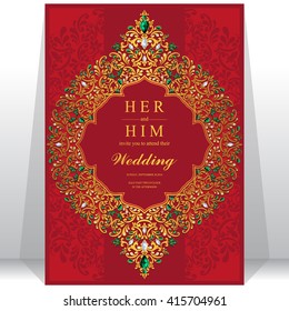 Wedding invitation or card with abstract background. Islam, Arabic, Indian, Dubai.