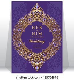 Wedding invitation or card with abstract background. Islam, Arabic, Indian, Dubai.
