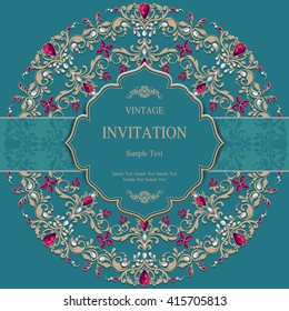 Wedding invitation or card with abstract background. Islam, Arabic, Indian, Dubai.