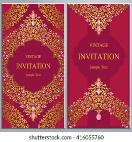 Wedding invitation or card with abstract background. Islam, Arabic, Indian, Dubai.