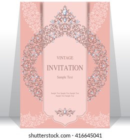 Wedding invitation or card with abstract background. Islam, Arabic, Indian, Dubai.