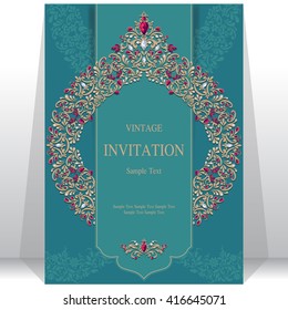 Wedding invitation or card with abstract background. Islam, Arabic, Indian, Dubai.