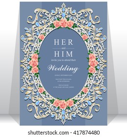 Wedding invitation or card with abstract background. Islam, Arabic, Indian, Dubai.