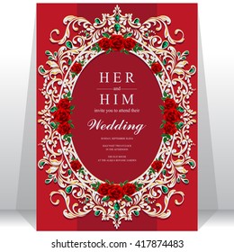 Wedding invitation or card with abstract background. Islam, Arabic, Indian, Dubai.