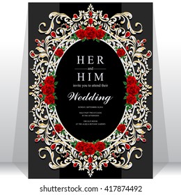 Wedding invitation or card with abstract background. Islam, Arabic, Indian, Dubai.