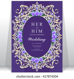 Wedding invitation or card with abstract background. Islam, Arabic, Indian, Dubai.