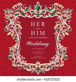 Wedding invitation or card with abstract background. Islam, Arabic, Indian, Dubai.