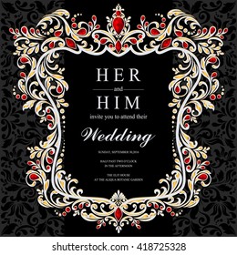 Wedding invitation or card with abstract background. Islam, Arabic, Indian, Dubai.