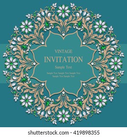 Wedding invitation or card with abstract background. Islam, Arabic, Indian, Dubai.