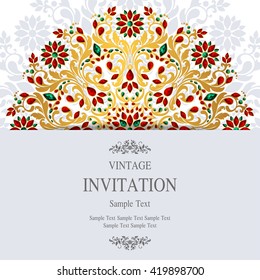 Wedding invitation or card with abstract background. Islam, Arabic, Indian, Dubai.