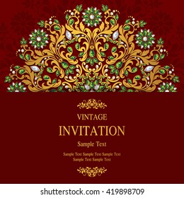 Wedding invitation or card with abstract background. Islam, Arabic, Indian, Dubai.