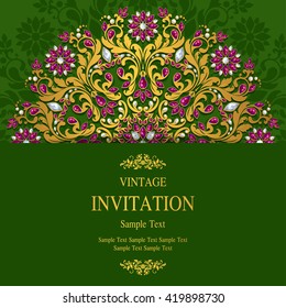 Wedding invitation or card with abstract background. Islam, Arabic, Indian, Dubai.