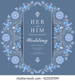 Wedding invitation or card with abstract background. Islam, Arabic, Indian, Dubai.