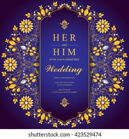 Wedding invitation or card with abstract background. Islam, Arabic, Indian, Dubai.