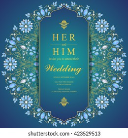 Wedding invitation or card with abstract background. Islam, Arabic, Indian, Dubai.