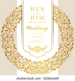 Wedding invitation or card with abstract background. Islam, Arabic, Indian, Dubai.