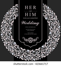Wedding invitation or card with abstract background. Islam, Arabic, Indian, Dubai.