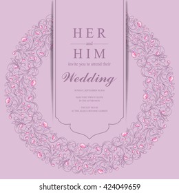 Wedding invitation or card with abstract background.