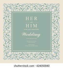 Wedding invitation or card with abstract background.