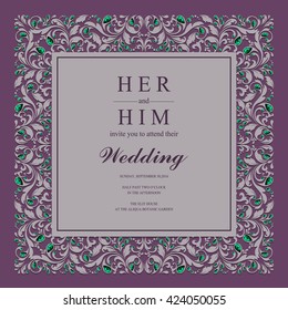 Wedding invitation or card with abstract background.