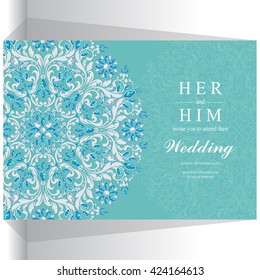 Wedding invitation or card with abstract background. Islam, Arabic, Indian, Dubai.