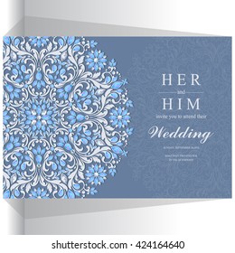 Wedding invitation or card with abstract background. Islam, Arabic, Indian, Dubai.