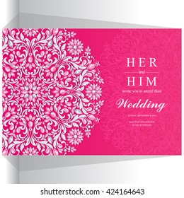 Wedding invitation or card with abstract background. Islam, Arabic, Indian, Dubai.