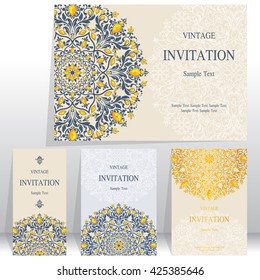 Wedding invitation or card with abstract background. Islam, Arabic, Indian, Dubai.