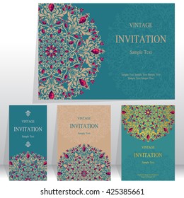 Wedding invitation or card with abstract background. Islam, Arabic, Indian, Dubai.