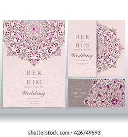 Wedding invitation or card with abstract background. Islam, Arabic, Indian, Dubai.