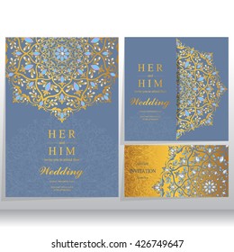 Wedding invitation or card with abstract background. Islam, Arabic, Indian, Dubai.