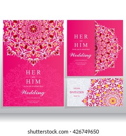 Wedding invitation or card with abstract background. Islam, Arabic, Indian, Dubai.