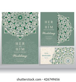 Wedding invitation or card with abstract background. Islam, Arabic, Indian, Dubai.