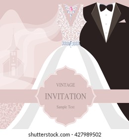 Wedding invitation or card with abstract background. Islam, Arabic, Indian.