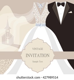 Wedding invitation or card with abstract background. Islam, Arabic, Indian.