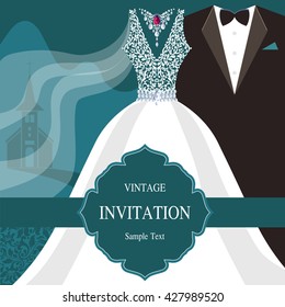 Wedding invitation or card with abstract background. Islam, Arabic, Indian.