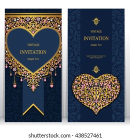 Wedding invitation or card with abstract background. Islam, Arabic, Indian, Dubai.