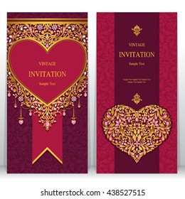 Wedding invitation or card with abstract background. Islam, Arabic, Indian, Dubai.