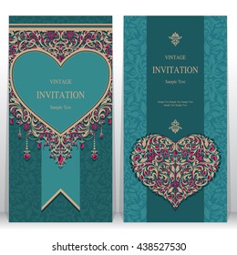 Wedding invitation or card with abstract background. Islam, Arabic, Indian, Dubai.