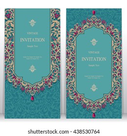 Wedding invitation or card with abstract background. Islam, Arabic, Indian, Dubai.