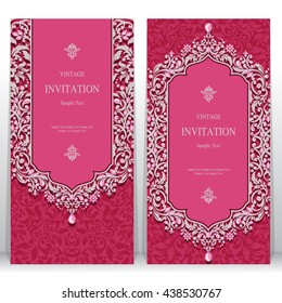 Wedding invitation or card with abstract background. Islam, Arabic, Indian, Dubai.