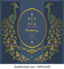 Wedding invitation or card with abstract background. Islam, Arabic, Indian, Dubai.