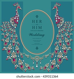 Wedding invitation or card with abstract background. Islam, Arabic, Indian, Dubai.