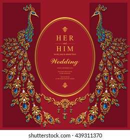 Wedding invitation or card with abstract background. Islam, Arabic, Indian, Dubai.