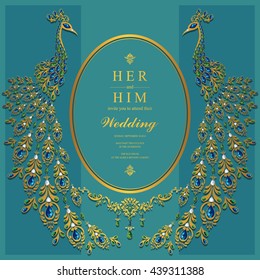 Wedding invitation or card with abstract background. Islam, Arabic, Indian, Dubai.