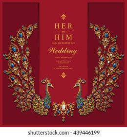 Wedding invitation or card with abstract background. Islam, Arabic, Indian, Dubai.