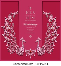 Wedding invitation or card with abstract background. Islam, Arabic, Indian, Dubai.