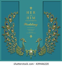 Wedding invitation or card with abstract background. Islam, Arabic, Indian, Dubai.