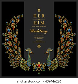 Wedding invitation or card with abstract background. Islam, Arabic, Indian, Dubai.